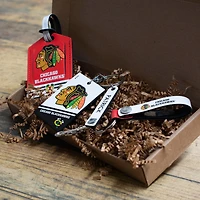 Chicago Blackhawks - Coffret cadeau trois pièces en cuir avec étiquette personnalisée
