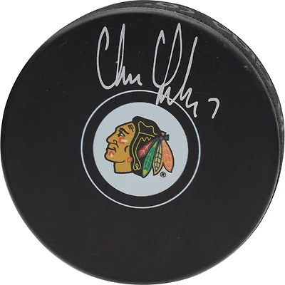 Chris Chelios Chicago Blackhawks Autographed Hockey Puck