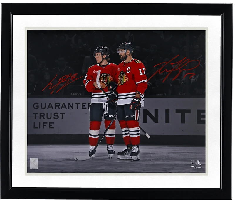 Connor Bedard & Nick Foligno Chicago Blackhawks Autographed 16" x 20" Red Jersey Spotlight Photograph