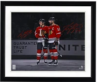 Connor Bedard & Nick Foligno Chicago Blackhawks Autographed 16" x 20" Red Jersey Spotlight Photograph