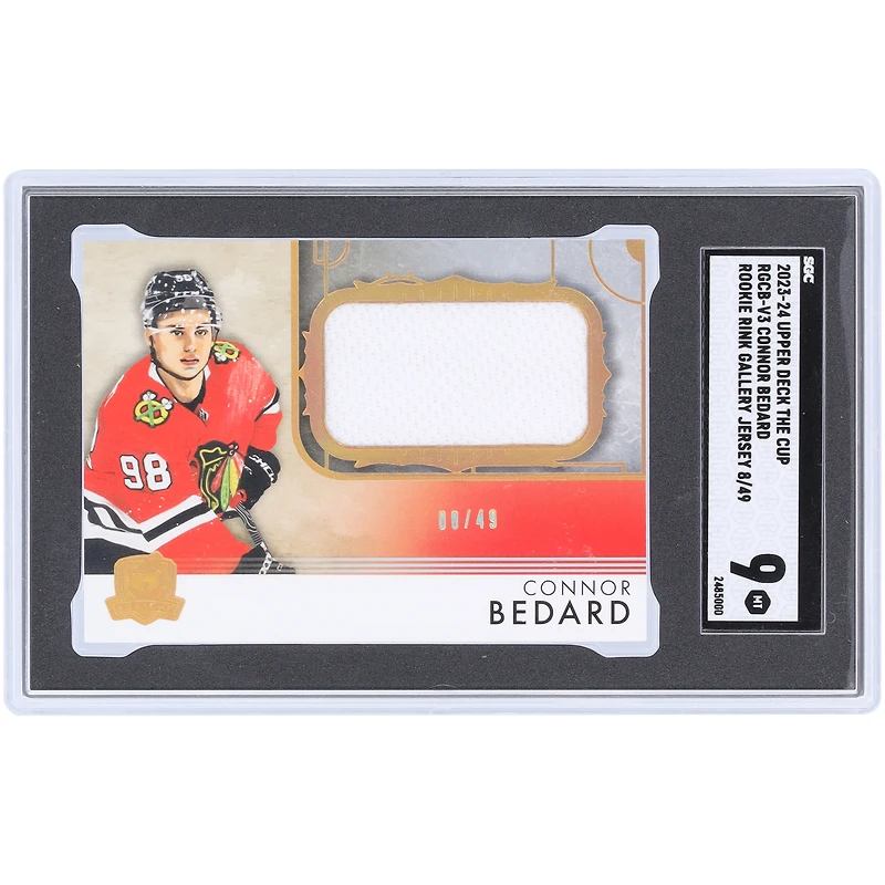 Connor Bedard Chicago Blackhawks 2023-24 Upper Deck The Cup Rookie Rink Gallery Jersey Relic #RGCB-V3 #8/49 SGC Authenticated 9 Rookie Card