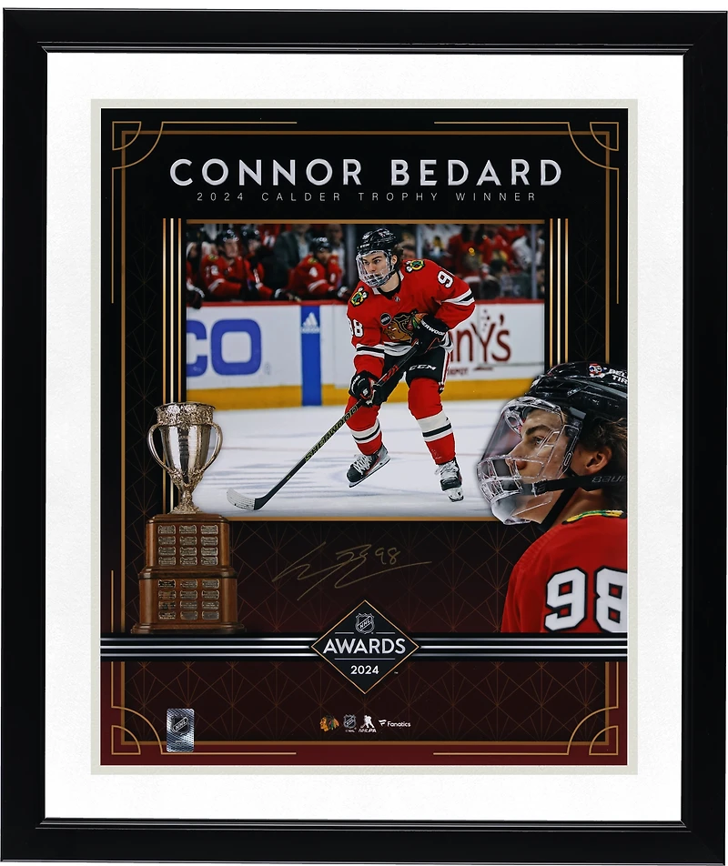 Connor Bedard Chicago Blackhawks Autographed 16" x 20" 2024 Calder Trophy Stylized Photograph