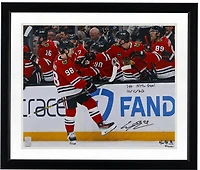 Connor Bedard Chicago Blackhawks Autographed 16" x 20" First NHL Goal Celebration Photograph with "1st NHL Goal 10/11/23" Inscription - Limited Edition of 10