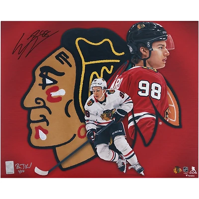 Connor Bedard Chicago Blackhawks Autographed 16" x 20" Photo Print with Art by Brian Konnick - Limited Edition of 50