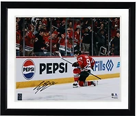 Connor Bedard Chicago Blackhawks Autographed 16" x 20" Red Jersey Celebration Photograph
