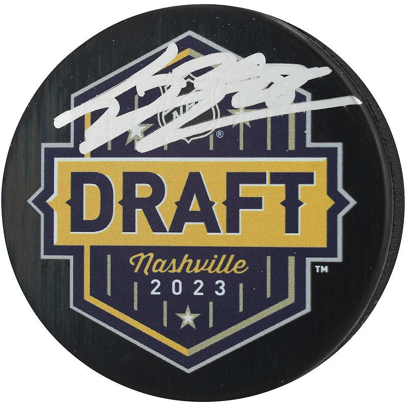 Connor Bedard Chicago Blackhawks Autographed 2023 NHL Draft Hockey Puck