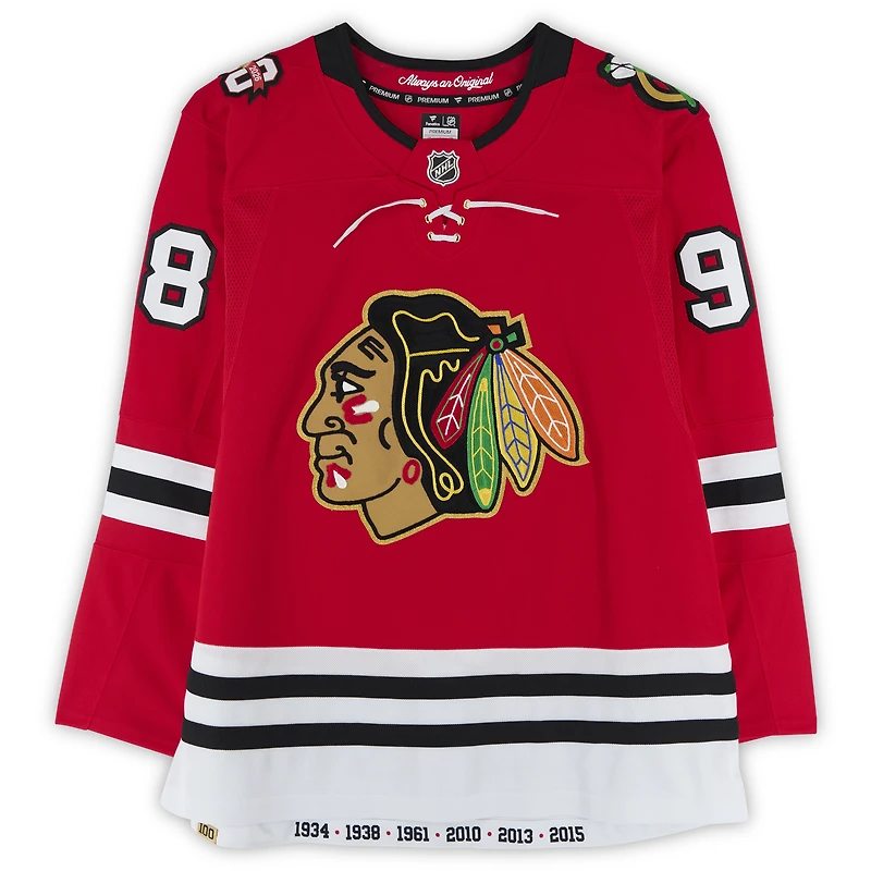Maillot Fanatics Premium autographié de Connor Bedard, des Blackhawks de Chicago, saison du centenaire rouge 2025