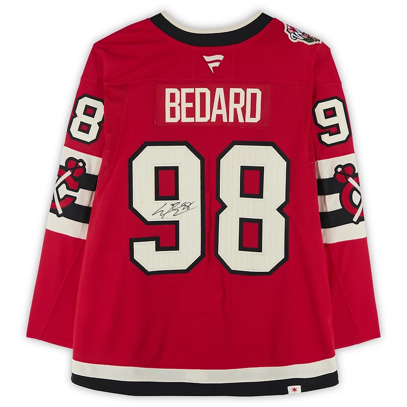 Maillot Fanatics Premium autographié par Connor Bedard des Blackhawks de Chicago pour la Classique d'hiver 2025