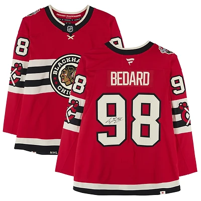 Maillot Fanatics Premium autographié par Connor Bedard des Blackhawks de Chicago pour la Classique d'hiver 2025