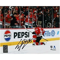 Connor Bedard Chicago Blackhawks Autographed 8" x 10" Red Jersey Celebration Photograph