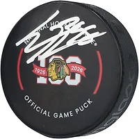 Rondelle officielle du centenaire autographiée par Connor Bedard des Blackhawks de Chicago