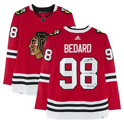 Connor Bedard Chicago Blackhawks Autographed Red adidas Authentic Jersey with Multiple Inscriptions - Limited Edition of 10