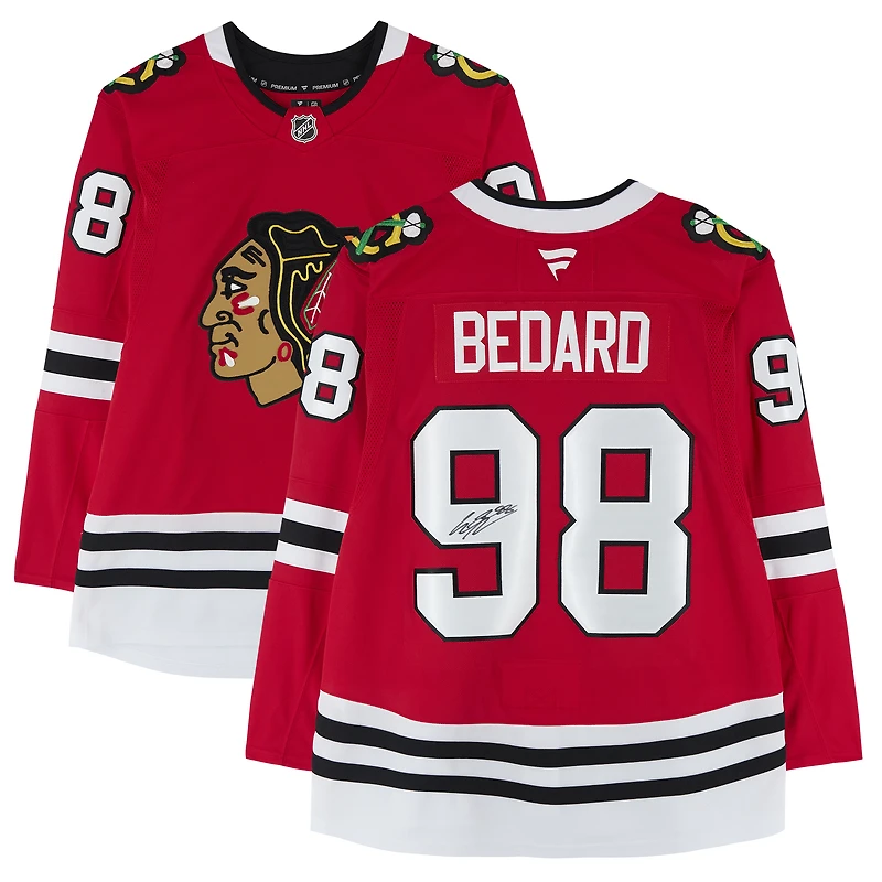 Maillot premium dédicacé par Connor Bedard des Blackhawks de Chicago, Red Fanatics