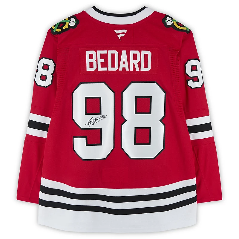 Maillot premium dédicacé par Connor Bedard des Blackhawks de Chicago, Red Fanatics