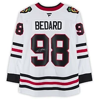 Maillot Fanatics blanc autographié par Connor Bedard des Blackhawks de Chicago