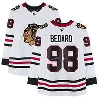 Maillot Fanatics blanc autographié par Connor Bedard des Blackhawks de Chicago