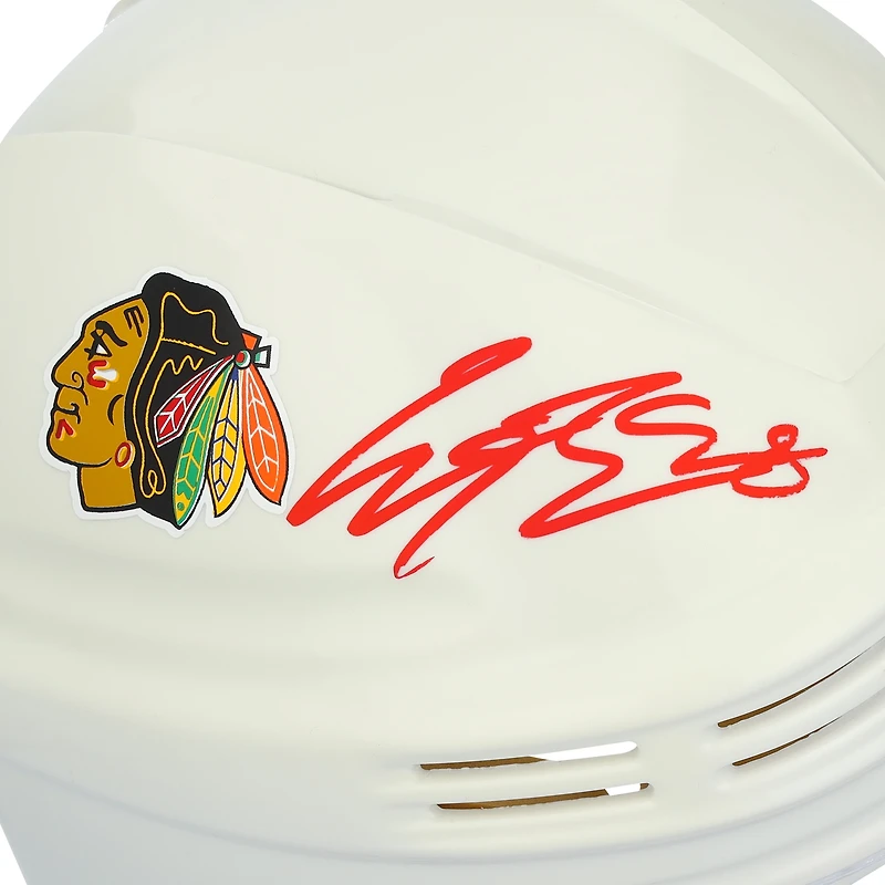Casque miniature blanc autographié par Connor Bedard des Blackhawks de Chicago