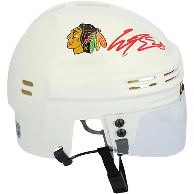 Casque miniature blanc autographié par Connor Bedard des Blackhawks de Chicago