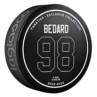 Rondelle de hockey de Connor Bedard pour les débuts des Blackhawks de Chicago dans la LNH - Édition limitée à 980 exemplaires