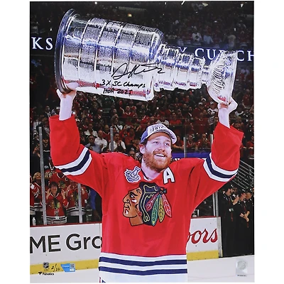 Photo autographiée de Duncan Keith, des Blackhawks de Chicago, champions de la Coupe Stanley 2015, 40,6 x 50,8 cm (16 x 20 pouces), avec inscriptions « 3x SC Champs » et « HOF 25 ». Édition limitée n° 2/10.