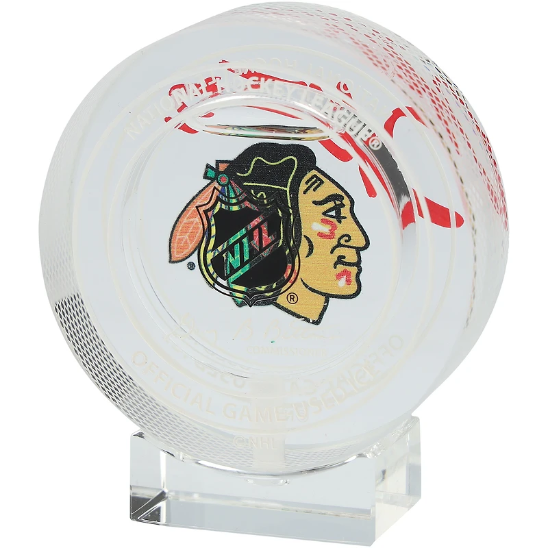 Duncan Keith Chicago Blackhawks Autographed Crystal Puck - Filled with Ice from the 2023-24 Season
