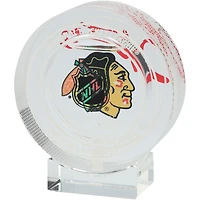Duncan Keith Chicago Blackhawks Autographed Crystal Puck - Filled with Ice from the 2023-24 Season
