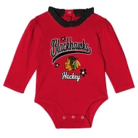 Ensemble 3 pièces pour bébé fille Chicago Blackhawks Rink Queen, body à manches longues, pantalon et bandeau