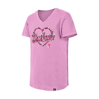 T-shirt à col en V paillettes roses Chicago Blackhawks de New Era pour fille