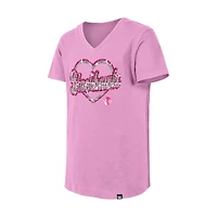 Girl's Youth New Era  Pink Chicago Blackhawks Flip Sequin V-Neck T-Shirt