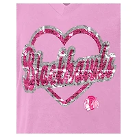 Girl's Youth New Era  Pink Chicago Blackhawks Flip Sequin V-Neck T-Shirt