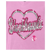 T-shirt à col en V paillettes roses Chicago Blackhawks de New Era pour fille