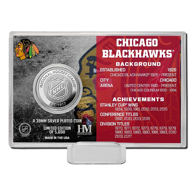 Carte de pièce de monnaie Highland Mint Chicago Blackhawks Team History