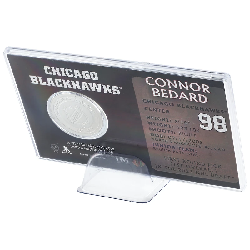 Porte-pièce en argent en acrylique Connor Bedard des Blackhawks de Chicago du repêchage 2023 de la LNH