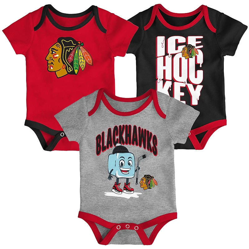 Ensemble de body trois pièces pour nourrisson et nouveau-né Outerstuff Chicago Blackhawks Triple Header