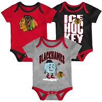 Ensemble de body trois pièces pour nourrisson et nouveau-né Outerstuff Chicago Blackhawks Triple Header