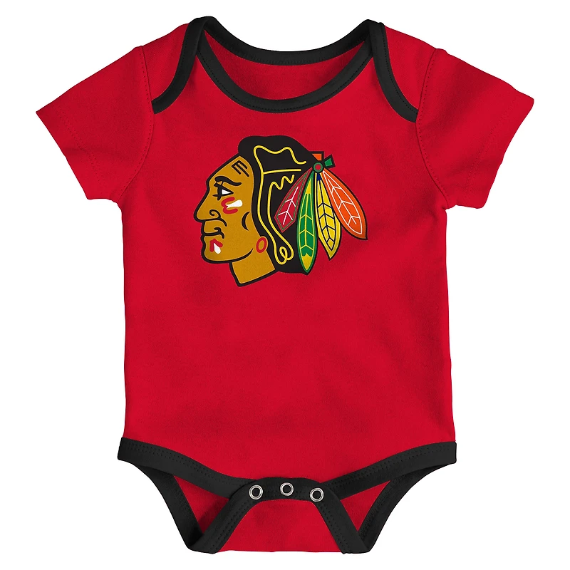 Infant & Newborn Outerstuff Chicago Blackhawks Triple Header Three-Piece Bodysuit Set