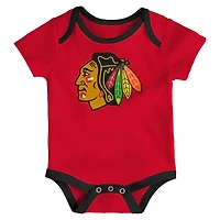 Infant & Newborn Outerstuff Chicago Blackhawks Triple Header Three-Piece Bodysuit Set