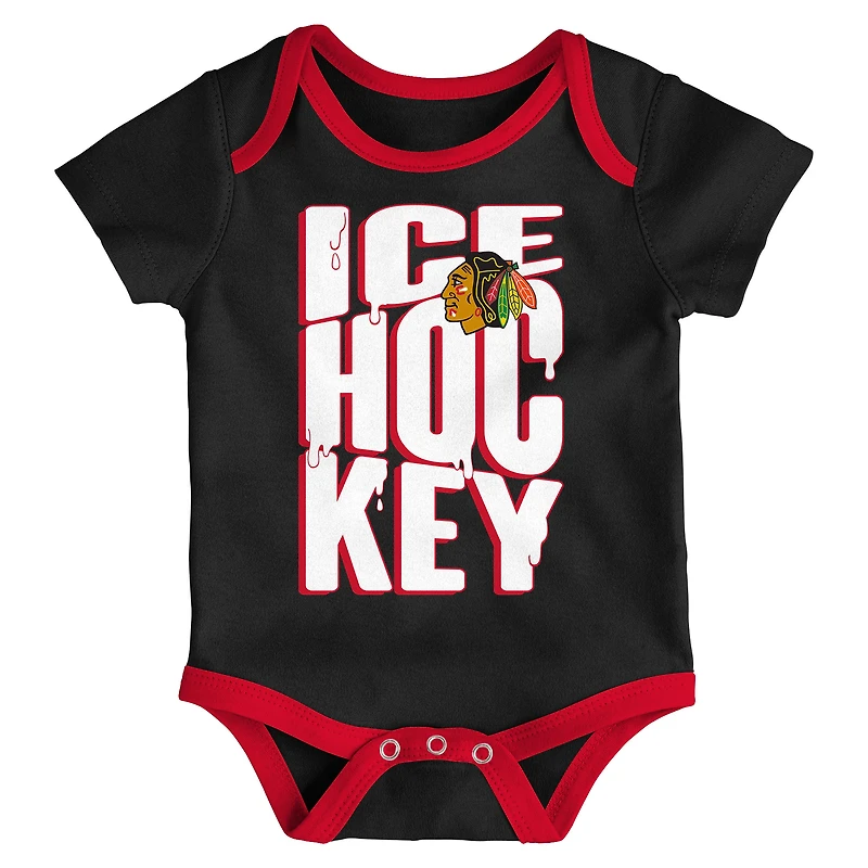 Ensemble de body trois pièces pour nourrisson et nouveau-né Outerstuff Chicago Blackhawks Triple Header