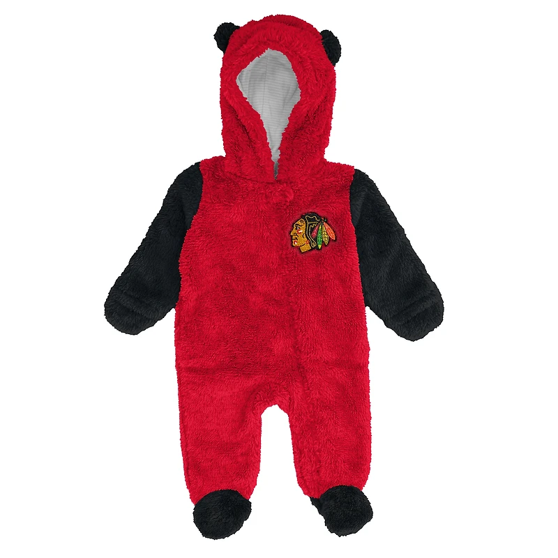 Infant & Newborn Outerstuff Red Chicago Blackhawks Stay Napping Fleece Bunting Full-Zip Hooded Sleeper