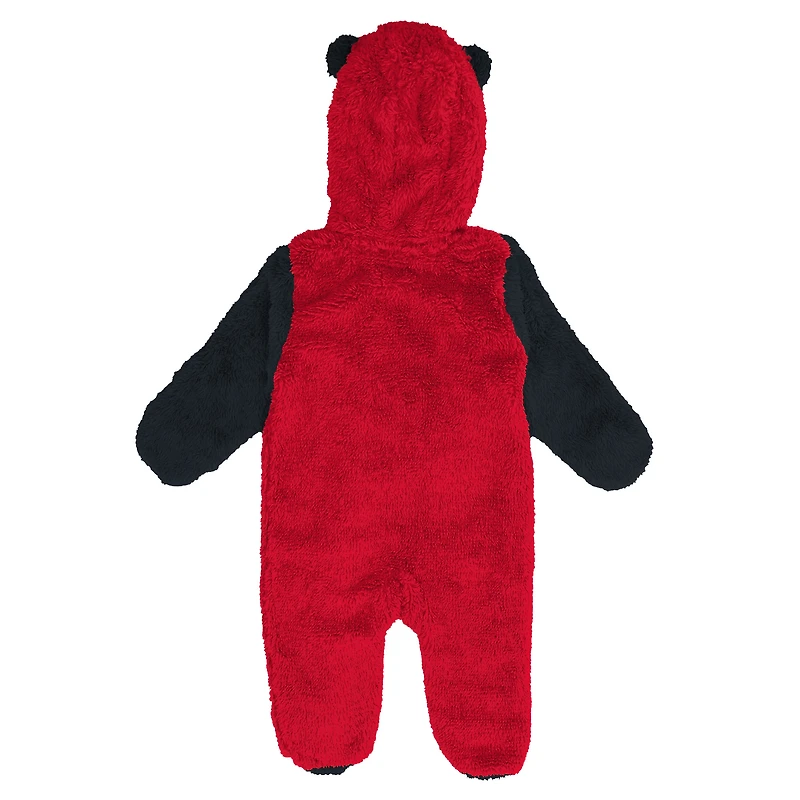 Grenouillère polaire à capuche et fermeture éclair intégrale pour nourrissons nouveau-nés, motif Red Chicago Blackhawks Stay Napping
