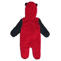 Grenouillère polaire à capuche et fermeture éclair intégrale pour nourrissons nouveau-nés, motif Red Chicago Blackhawks Stay Napping