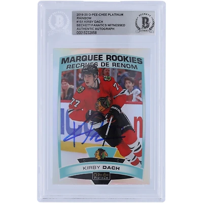 Carte de recrue authentifiée signée Kirby Dach Chicago Blackhawks 2019-20 Upper Deck O-Pee-Chee Platinum Marquee Rookies Rainbow #151 Beckett Fanatics