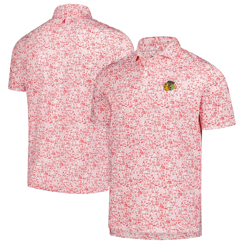 Polo Slapshot pour hommes Johnnie-O rouge/blanc des Blackhawks de Chicago