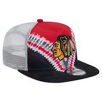 Casquette de golf ajustable V-Dye Throwback des Chicago Blackhawks de New Era pour homme, noire/rouge