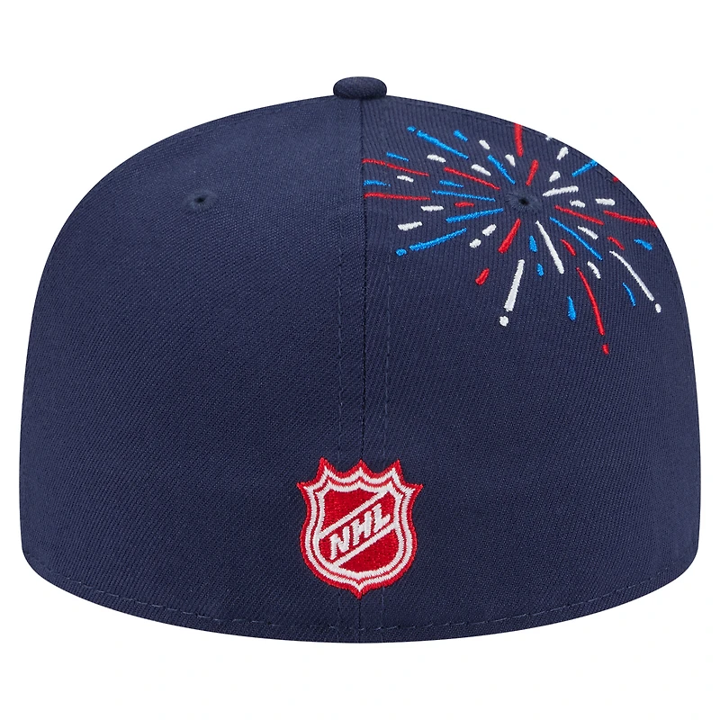 Casquette ajustée 59FIFTY Americana Fireworks des Blackhawks de Chicago New Era pour homme, bleu marine