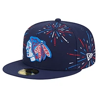 Casquette ajustée 59FIFTY Americana Fireworks des Blackhawks de Chicago New Era pour homme, bleu marine