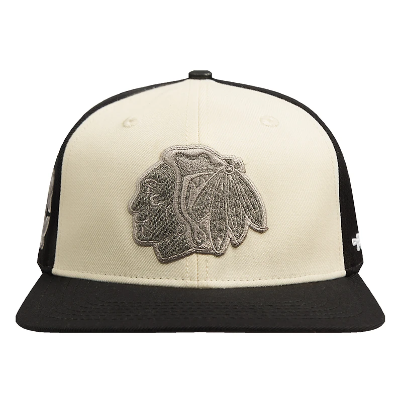 Casquette Snapback en French Terry Pro Standard pour homme, couleur crème, Chicago Blackhawks