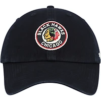 Men's '47 Black Chicago Blackhawks Clean Up Adjustable Hat