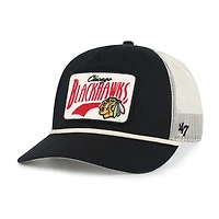 Men's '47  Black Chicago Blackhawks Emmett Heavy Twill Trucker Hitch Rope Adjustable Hat