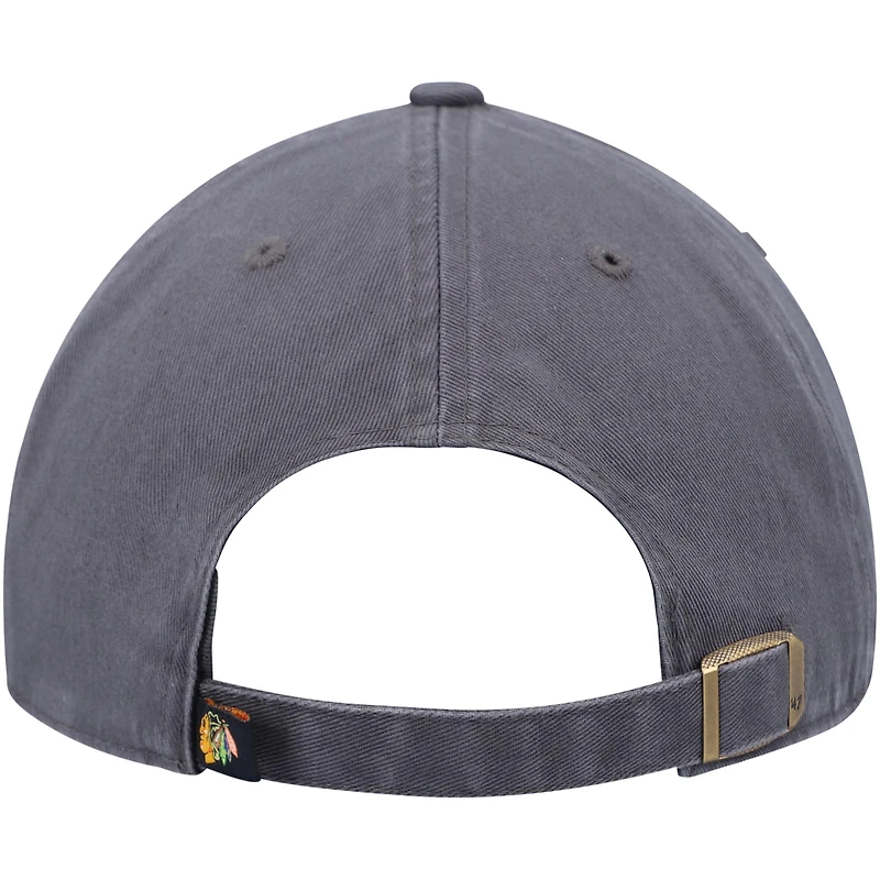 Men's '47 Charcoal Chicago Blackhawks Clean Up Adjustable Hat
